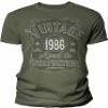 40th Birthday Gift Shirt for Men - Vintage Barbed 1986 Aged to Perfection - Military-002-4X view 1
