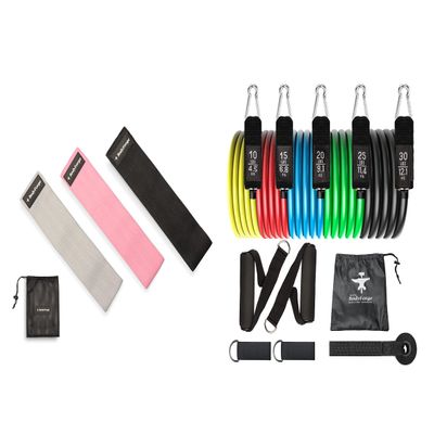 BodyForge Fabric Hip Resistance Bands & Eco-Friendly Tube Bands Sets Bundle