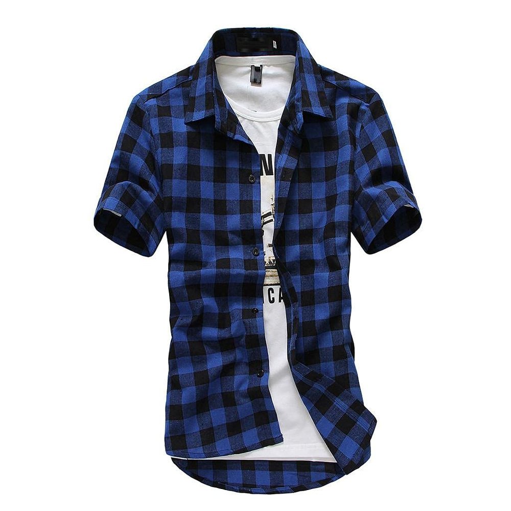 Mens Casual Short Sleeve Button Down Shirts Big and Tall Slim Fit Beach T-Shirt Stylish Summer Vacation Tops(DN9) Dark Blue