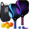 JoncAye Pickle-Ball Paddles Set of 2, Graphite Fiberglass Surface for Power & Control, USAPA Approved Rackets for All Ages, Beginners, Intermediate, with Outdoor Indoor Balls, Carry Bag, Grip Tape view 1