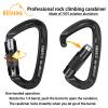 BEIFENG Auto Locking Carabiner 25KN Climbing Carabiner Large Carabiner Clip Obtained UIAA Certification Heavy Duty Carabiners Suitable for Rock Climbing, Camping, Gym,Rescue Black (Black&Silver-4PCS) view 3