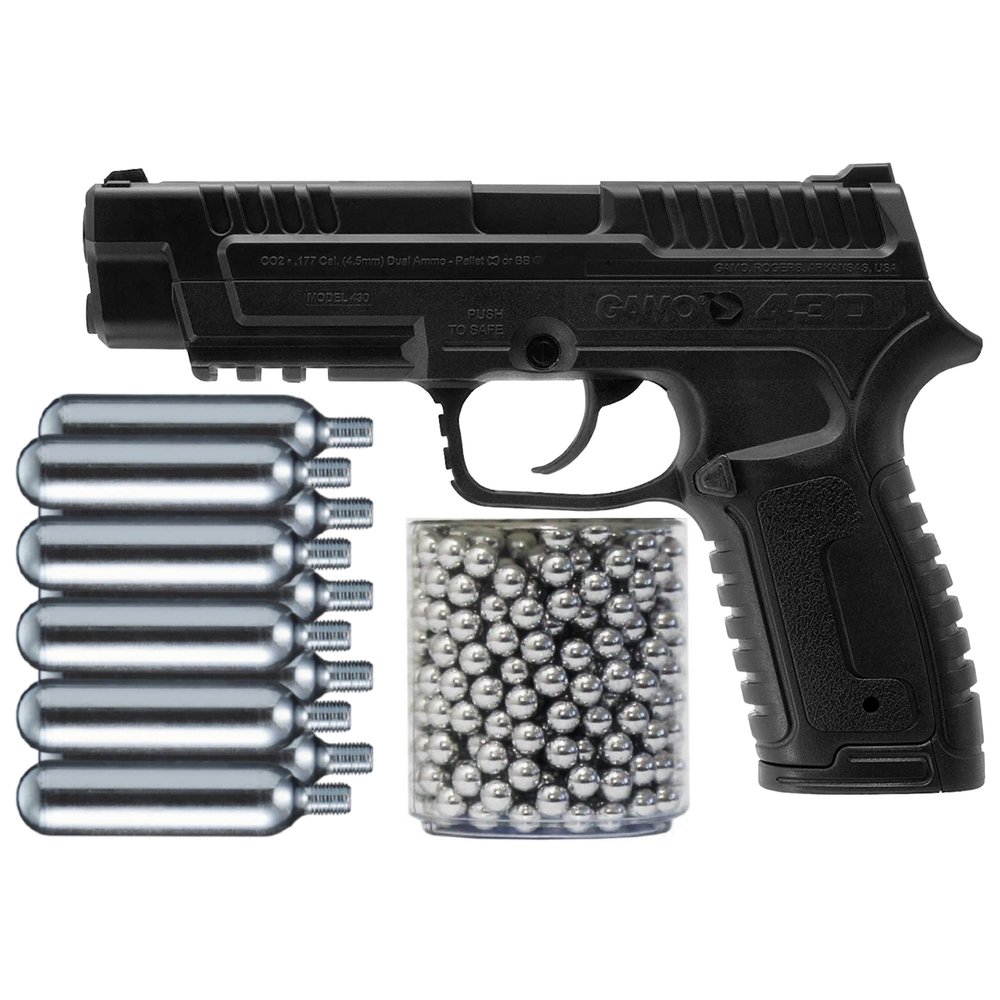 ARMYBOY Kit for Gamo P-430 - Dual Ammo .177 Cal BB & Pellet Pistol CO2 Semi-Auto 13 Rd Magazine - Pellet Gun Air Gun Pistol Kit (Gun + CO2 + BBS)