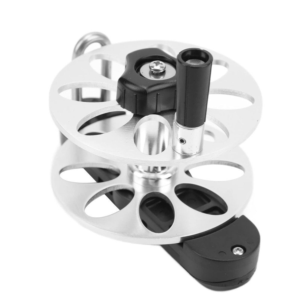 FASJ Speargun Reel, Aluminum Alloy Material Foldable Handle Spear Reel Durable Easy to Store for Fishing