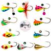 Tungsten UV Glow Ice Fishing Jigs - Sol Mates 10 Pack 4mm 1.4gm #10 Hook Jigging Flyfish Lure Bait Walleye Crappie Panfish Trout Mermaid Gear view 1