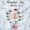 Tungsten UV Glow Ice Jigs - Divine 9 Pack 4mm 1.1gm #10 Hook Tungsten Ice Fishing Jig Lure Bait Walleye Crappie Panfish Trout view 4