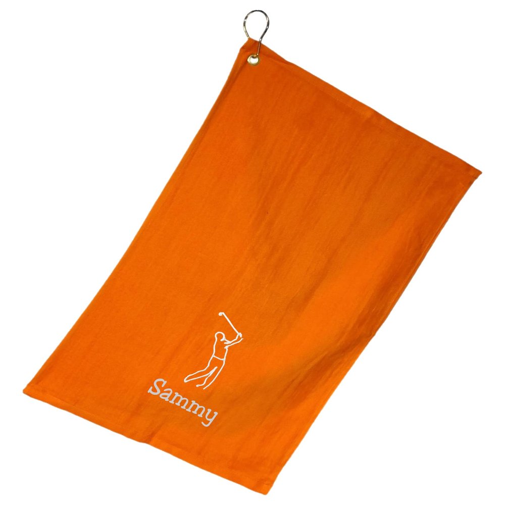 101 BEACH Personalized Men's Golf Bag Towel with Embroidered Name (Orange - Embroidered Name Man)