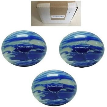 BuyBocceBalls - EPCO Duckpin Bowling Balls - - (4 7/8 inch- 3lbs. 8 oz.) Pack of 3 - Marbleized - Blue & White - Made in USA