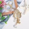 Tulip Flower Keychain, Metal Key Ring Pendant Creative Car Key Ring for Women Girls Bag Charm Jewelry Gift (Color : Gold, Size : 4.9 x 1.2 x 1.2 in) view 4