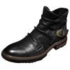 Shijian Mens Casual Boots Work Boots for Men Fashion Military Boots Knight Boots Side Zipper Leather Boots Mens Motorcylce Style Boot D-Black view 1
