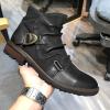 Shijian Mens Casual Boots Work Boots for Men Fashion Military Boots Knight Boots Side Zipper Leather Boots Mens Motorcylce Style Boot D-Black view 3