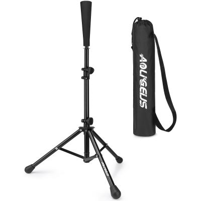 AOLIGEIJS Baseball Tee Batting Tee,Teeball, Portable Travel Hitting Tees,Easy Adjustable Height,Stable Tripod Stand (Baseball Tee, Black)