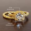 Ahloe Jewelry CEJUG 18K Gold Plated Wedding Rings for Women Engagement Bridal Ring Set Wedding Bands Halo Round Golden 1.5Ct Cz Size 8 view 2