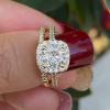 Ahloe Jewelry CEJUG 18K Gold Plated Wedding Rings for Women Engagement Bridal Ring Set Wedding Bands Halo Round Golden 1.5Ct Cz Size 8 view 3