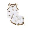 YINGISFITM Newborn Baby Girl Boy Clothes Cotton Printed Sleeveless T Shirt Tank Top Beach Shorts Two Piece Summer Outfit (6-12 Months,White) view 1