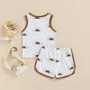 YINGISFITM Newborn Baby Girl Boy Clothes Cotton Printed Sleeveless T Shirt Tank Top Beach Shorts Two Piece Summer Outfit (6-12 Months,White) view 3
