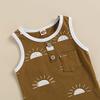 YINGISFITM Newborn Baby Girl Boy Clothes Cotton Printed Sleeveless T Shirt Tank Top Beach Shorts Two Piece Summer Outfit (12-18 Months,Brown) view 4