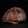 HYJTYA Men's Genuine Cowhide Leather Octagonal Cap Vintage Newsboy Hat Driving Flat Winter Male Artist Cap (XXL(59-60cm), Brown) view 2