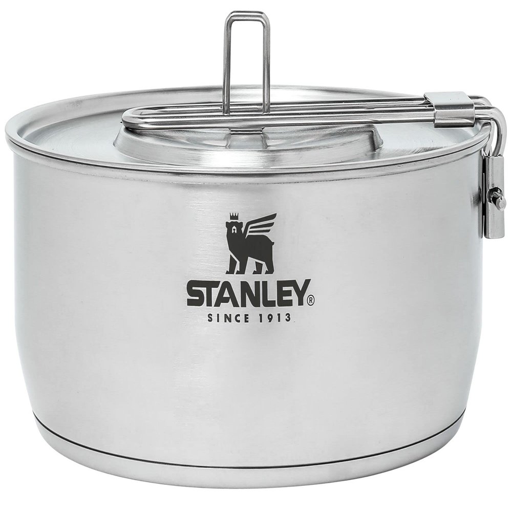 Stanley Adventure 6-Piece Even Heat Essential Camp Cook Set | 1.9 qt Stainless Steel Pot with Lid | Folding Cutting Board, Serving Spoon | Outdoor Cookware for Backpacking and Camping | BPA-Free