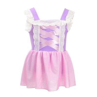 Dressy Daisy Toddler Girls Princess One Piece Swimsuit with Skirt Swimwear Swimming Bathing Suit Swim Wear Dress Up Size 4T, Purple