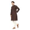 ITOS365 Men Cotton Blend Kurta Pyjama Set Party Fashion Regular Ethinic Wear Indian Dress Gift for Men Coffee XL view 3