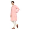 ITOS365 Men Cotton Blend Kurta Pyjama Set Party Fashion Regular Ethinic Wear Indian Dress Gift for Men Light Pink Medium view 3