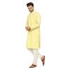 ITOS365 Men Cotton Blend Kurta Pyjama Set Party Fashion Regular Ethinic Wear Indian Dress Gift for Men Lemon Small view 3