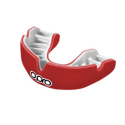 OPRO Instant Custom-Fit Mouth Guard, Dentist-Level Comfort, Protection & Fit - Moldable Mouthguard for Football, Boxing, Rugby, MMA, BJJ, UFC Mouth Piece- Includes Mouth Guard Case (Red/White, Youth)