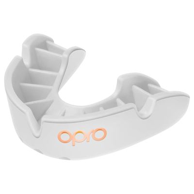 OPRO Bronze Level Sports Mouthguard  Custom-Fit, Breathable, Slim Design  Protective Mouth Guard for Football, Wrestling, Boxing, MMA, Lacrosse & All Contact Sports, Case Included  White, Adult