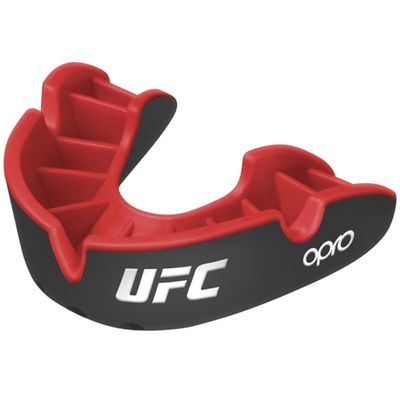 OPRO Sports Mouth Guard Silver Level Moldable, Multi-Layer Protection for Boxing, Hockey, Rugby, MMA, Jiu Jitsu, UFC & Football Includes Mouth Guard Case (Adult, Black/Red)