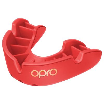 OPRO Bronze Level Sports Mouthguard  Custom-Fit, Breathable, Slim Design  Protective Mouth Guard for Football, Wrestling, Boxing, MMA, Lacrosse & All Contact Sports, Case Included  Red, Adult