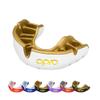 OPRO Gold Level Mouth Guard - Moldable Mouthguard with Premium Comfort Fit, and Multi-Layer Protection for Boxing, MMA, Rugby, Hockey, and Football Mouthpiece  Includes Case (White/Gold, Youth) view 1