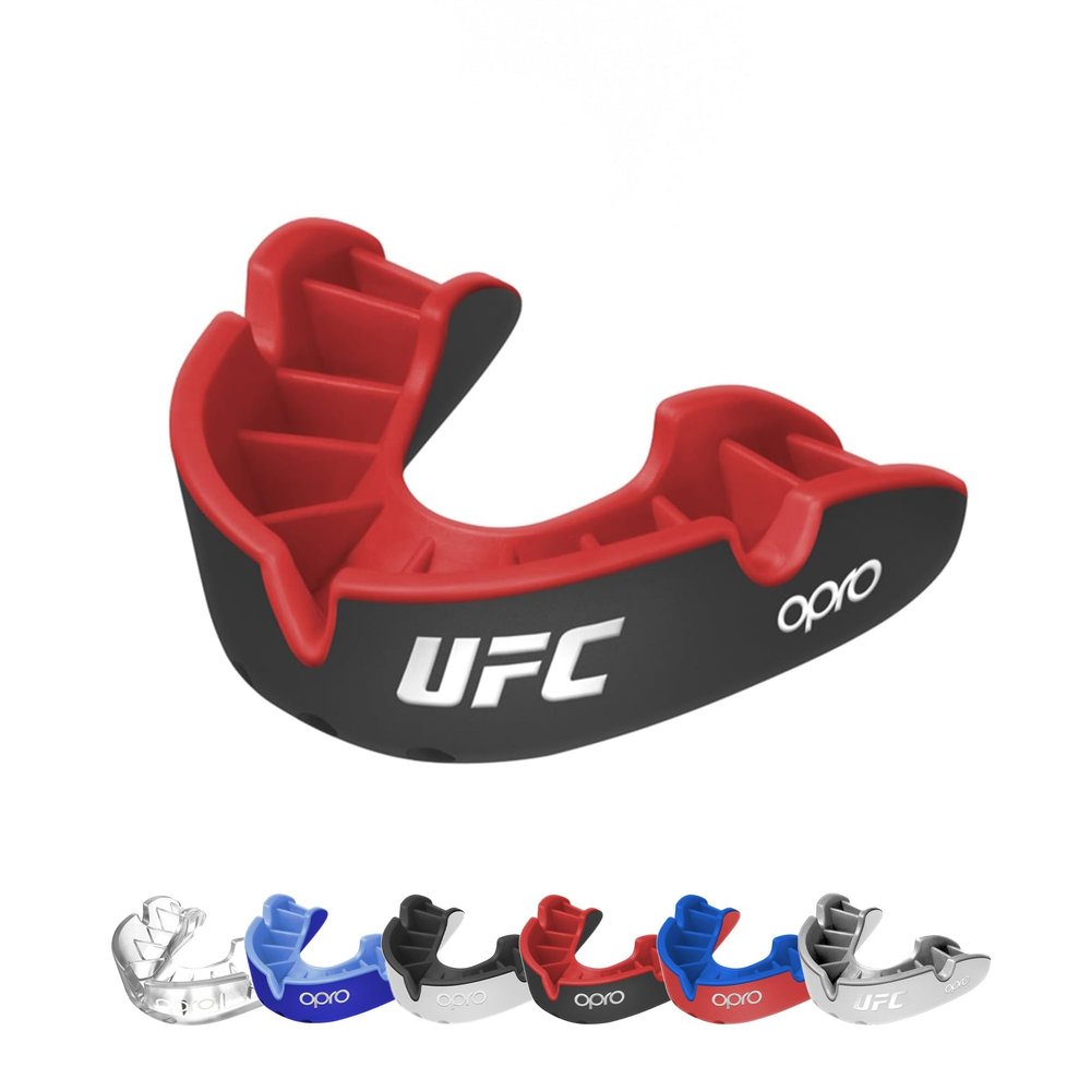 OPRO UFC Sports Mouth Guard Silver Level Moldable, Multi-Layer Protection for Boxing, Hockey, Rugby, MMA, Jiu Jitsu, UFC & Football Includes Mouth Guard Case (Youth, Black)