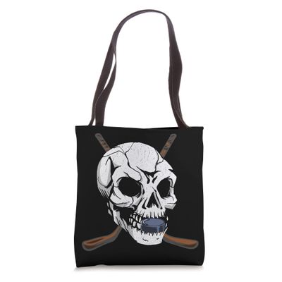 Ice Hockey Skull Play Hockey Team Sport Hockey Stick Tote Bag