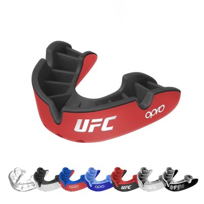 OPRO UFC Silver Level Mouth Guard Moldable Mouthguard with Multi-Layer Protection for Boxing, Hockey, Rugby, MMA, jiu Jitsu, & Football Mouthpiece - Includes Mouth Guard Case (Adult, Red/Black)