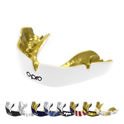 OPRO Instant Custom-Fit Mouth Guard, Dentist-Level Comfort, Protection & Fit - Moldable Mouthguard for Football, Boxing, Rugby, MMA, BJJ, UFC Mouth Piece- Includes Mouth Guard Case (White, Adult)