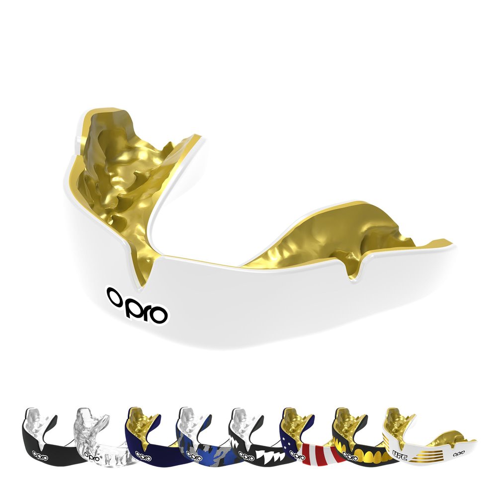 OPRO Instant Custom-Fit Mouth Guard, Dentist-Level Comfort, Protection & Fit - Moldable Mouthguard for Football, Boxing, Rugby, MMA, BJJ, UFC Mouth Piece- Includes Mouth Guard Case (White, Adult)