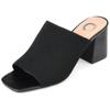 Journee Square Open Toe Chunky Block Heel Knit Slip-On Pump for Women - Lorenna Heeled Fashion Mule Black, 9 Wide view 1