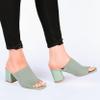 Journee Square Open Toe Chunky Block Heel Knit Slip-On Pump for Women - Lorenna Heeled Fashion Mule Black, 9 Wide view 2