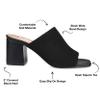 Journee Square Open Toe Chunky Block Heel Knit Slip-On Pump for Women - Lorenna Heeled Fashion Mule Black, 9 Wide view 3