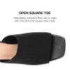 Journee Square Open Toe Chunky Block Heel Knit Slip-On Pump for Women - Lorenna Heeled Fashion Mule Black, 9 Wide view 4