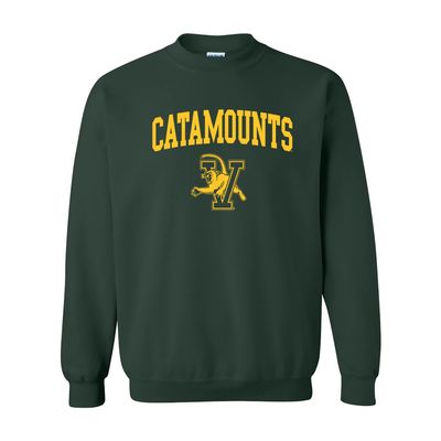 UGP Campus Apparel AW03 - Vermont Catamounts Arch Logo Crewneck Sweatshirt - Large - Forest
