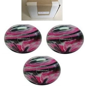 BuyBocceBalls - EPCO Duckpin Bowling Balls - - (5 inch- 3lbs. 12 oz.) Pack of 3 - Marbleized - Magenta, Black & White - Made in USA