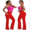 BUBBLELIME 29"/31"/33"/35" 4 Styles Women's Bootcut Yoga Pants Tummy Control - Side Pockets_Scarlet S_35" Inseam view 2