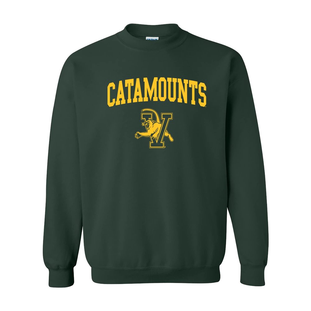 UGP Campus Apparel AW03 - Vermont Catamounts Arch Logo Crewneck Sweatshirt - X-Large - Forest