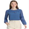 Allegra K Women's Work Tops Keyhole Neck Long Sleeve Work Shirts Blouse Dressy Casual Business Shirt X-Small Deep Blue view 1