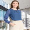 Allegra K Women's Work Tops Keyhole Neck Long Sleeve Work Shirts Blouse Dressy Casual Business Shirt X-Small Deep Blue view 2