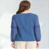 Allegra K Women's Work Tops Keyhole Neck Long Sleeve Work Shirts Blouse Dressy Casual Business Shirt X-Small Deep Blue view 4