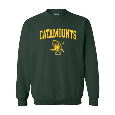 UGP Campus Apparel AW03 - Vermont Catamounts Arch Logo Crewneck Sweatshirt - 3X-Large - Forest