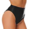 Freebily Women's Glossy High Waist Panty Briefs High Cut Rave Underwear Booty Dance Shorts Bottoms Black X-Large view 3