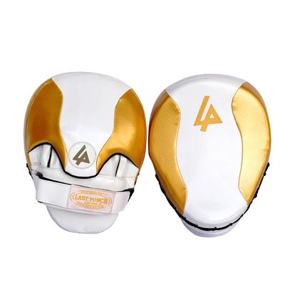 Last Punch White & Glod Pre Curved Coaching Gloves for Punching Boxing Kicking